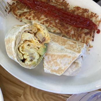 Brothers Cafe - Chorizo breakfast burrito. I think maybe they ran out of chorizo that day - Cafes Near Me - San Mateo, California