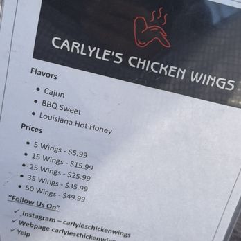 Carlyle's Chicken Wings - Menu - Chicken Wings Near Me - Tracy, California