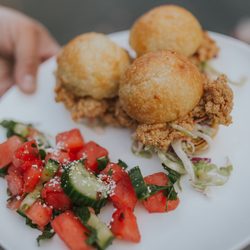Marks the Spot Fine Food - Oooh Girl Fried Chicken Slider & Cucumber Watermelon Salad