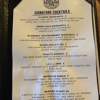 Chala's Wood Fire Grill - Cocktail menu - Mexican Near Me - Mesilla, New Mexico