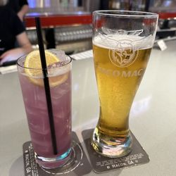 Taco Mac - Drink time. Some beer and the lavender gin drink