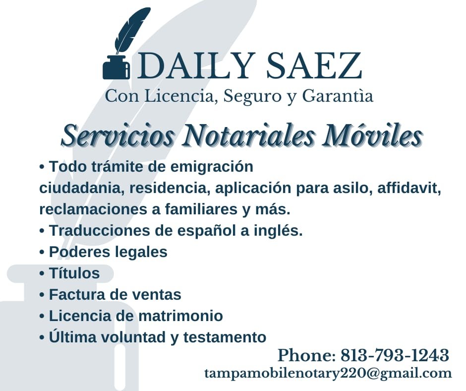 SAEZ NOTARY SERVICES Request a Quote Tampa Bay, Florida Notaries