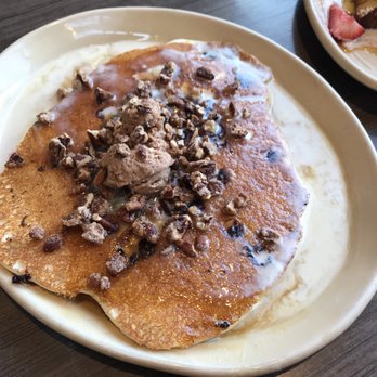 Snooze, an A.M. Eatery - Cinnamon Roll Pancake with cinnamon butter, pecans and creme anglese...mmm nom nom nom - Breakfast & Brunch Near Me - Lone Tree, Colorado