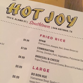Hot Joy - Menu - Asian Fusion Near Me - San Antonio, Texas