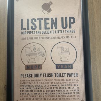 Punch Line Sacramento - Bathroom stall signage. Be nice to the toilets. - Comedy Clubs Near Me - Sacramento, California