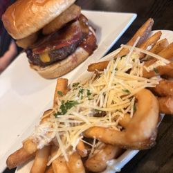 BBQ Cheeseburger with Garlic Parm Fries