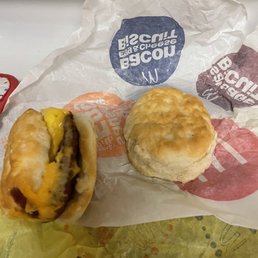 a sausage sandwich and a biscuit sandwich a sausage sandwich and a biscuit sandwich