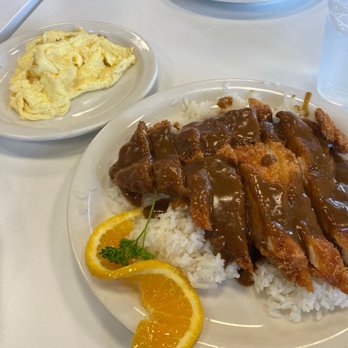 Aloha Stacks - Chicken Katsu Lunch Plate. you can't tell, but it's a HUGE portion and delicious! - Pancakes Near Me - Cerritos, California Aloha Stacks - Chicken Katsu Lunch Plate. you can't tell, but it's a HUGE portion and delicious! - Pancakes Near Me - Cerritos, California