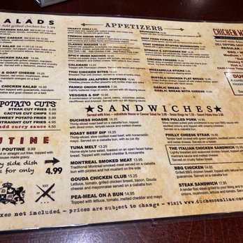 The Duchess of Markham - Menu - Pubs Near Me - Markham, Ontario
