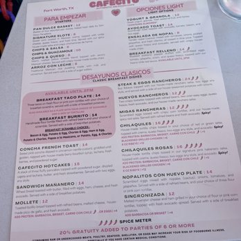 Cafecito - Menu - Mexican Near Me - Fort Worth, Texas Cafecito - Menu - Mexican Near Me - Fort Worth, Texas