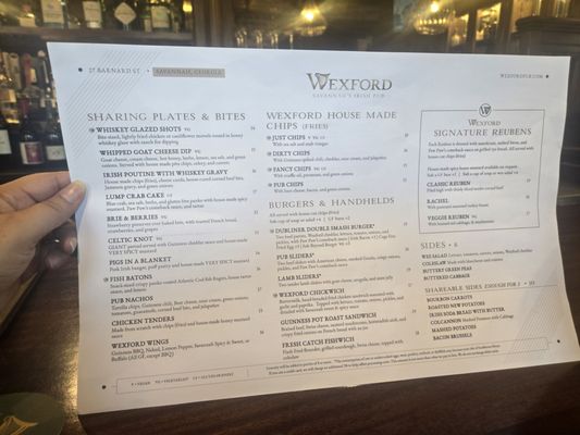 Menu photo 1 Wexford, Savannah's Irish Pub Savannah, GA Menu photo 1 Wexford, Savannah's Irish Pub Savannah, GA