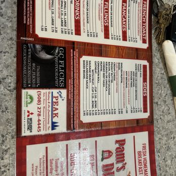 Pam's Diner - Menu 1 side - didn't get the other side - Coffee & Tea Near Me - Bellingham, Massachusetts