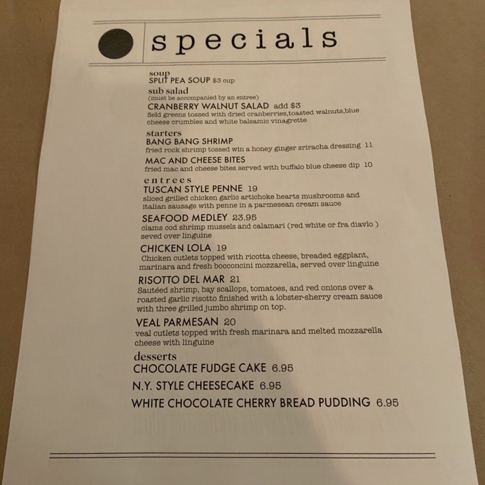 Lola's Bistro & Grill - Special Menu - New American Near Me - Plainville, Connecticut Lola's Bistro & Grill - Special Menu - New American Near Me - Plainville, Connecticut