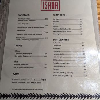 Isana - HH Menu - Sushi Bars Near Me - Kihei, Hawaii