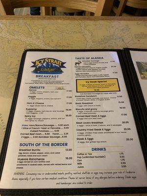 Menu photo 1 Icy Strait Lodge Hoonah, AK Menu photo 1 Icy Strait Lodge Hoonah, AK