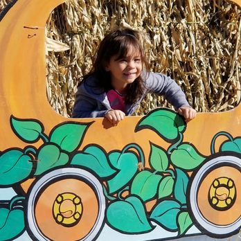 Rocky Mountain Pumpkin Ranch Inc - a young girl in a pumpkin truck - Fruits & Veggies Near Me - Longmont, Colorado