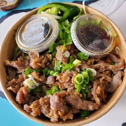 Vermicelli Noodle Bowl with lemongrass pork and soy sauce. Vermicelli Noodle Bowl with lemongrass pork and soy sauce.