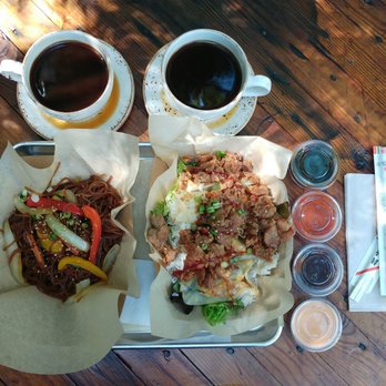 Namu - Two Americanos, Bo's Special with spicy pork Mandoo, and side of Japchae - Korean Near Me - Durham, North Carolina Namu - Two Americanos, Bo's Special with spicy pork Mandoo, and side of Japchae - Korean Near Me - Durham, North Carolina
