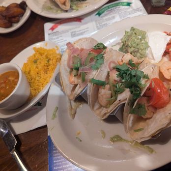 Chido's Tex-Mex Grill - Shrimp tacos with beans and rice on the side - Tex-Mex Near Me - Laurel, Maryland