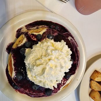 OUI Pancake N Eggs - Lemon and blueberry pancakes with extra extra whipped cream - American Near Me - Temecula, California