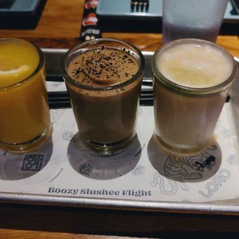 Loro Asian Smokehouse & Bar - Boozy Slushie Flight: Mango Sake, Vietnamese Coffee, Killer Colada - Smokehouse Near Me - Austin, Texas