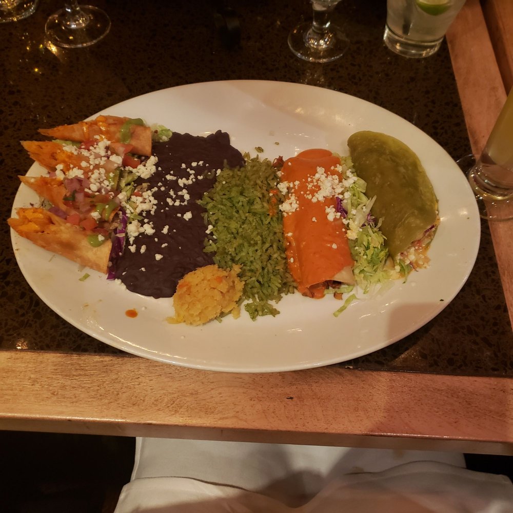 Sinigual - trio platter: fish taco, taquitos, and something else - Mexican Near Me - Manhattan, New York