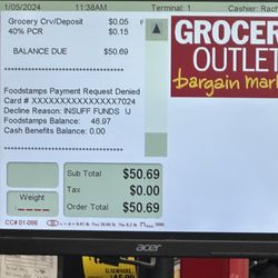 Grocery Outlet - My balance of over $46
