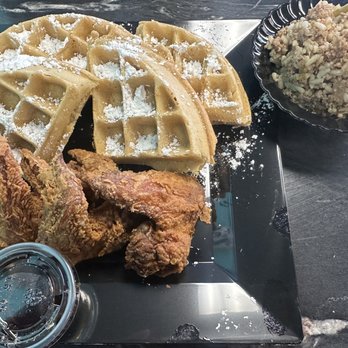 Creole Connection - Chicken and waffles with a side of dirty rice - Cajun/Creole Near Me - Birmingham, Alabama Creole Connection - Chicken and waffles with a side of dirty rice - Cajun/Creole Near Me - Birmingham, Alabama