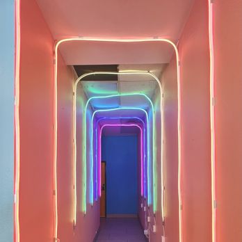 Pengo Drink Station - Rainbow lit hallway to the restrooms. - Juice Bars & Smoothies Near Me - Laguna Hills, California Pengo Drink Station - Rainbow lit hallway to the restrooms. - Juice Bars & Smoothies Near Me - Laguna Hills, California