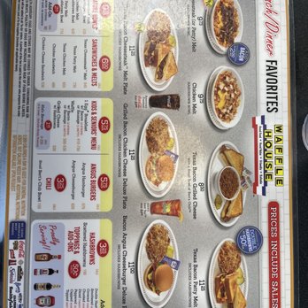 Waffle House - Lunch/Dinner menu - Breakfast & Brunch Near Me - Abingdon, Virginia Waffle House - Lunch/Dinner menu - Breakfast & Brunch Near Me - Abingdon, Virginia