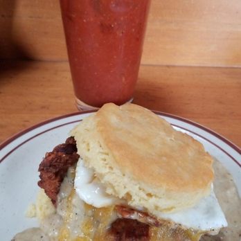 Pine State Biscuits - 'The Reggie Deluxe' and Blood Mary. Perfect pair. - Southern Near Me - Portland, Oregon Pine State Biscuits - 'The Reggie Deluxe' and Blood Mary. Perfect pair. - Southern Near Me - Portland, Oregon