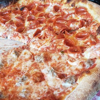 Smiling With Hope Pizza - Half pepperoni, half sausage - Pizza Near Me - Reno, Nevada Smiling With Hope Pizza - Half pepperoni, half sausage - Pizza Near Me - Reno, Nevada