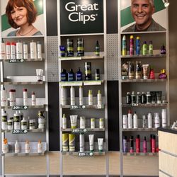 Great Clips - Shelves of products