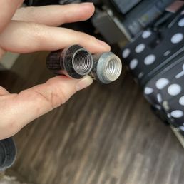 New lug nut versus one that has been stripped New lug nut versus one that has been stripped