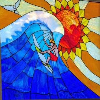 Long Doggers - Melbourne - Stain glass reminds me of Kelly Slater. - Seafood Near Me - Melbourne, Florida