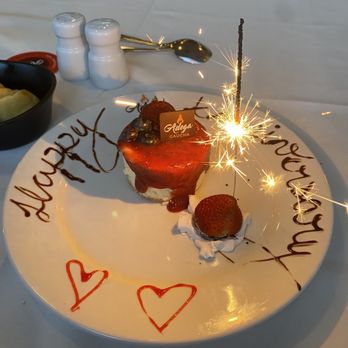 Adega Gaucha - Happy Anniversary cheesecake - Brazilian Near Me - Orlando, Florida