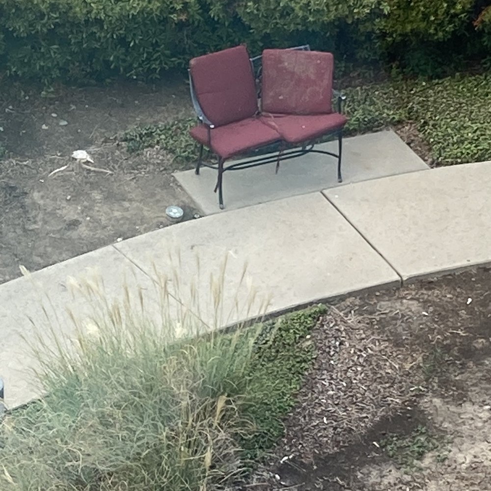La Quinta by Wyndham Sherman - Filthy chair cushions outside - Hotels Near Me - Sherman, Texas