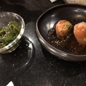 Tsukimi - Tuna Poke bowl (left) and Japanese Spring Roll (right) - Sushi Bars Near Me - Austin, Texas Tsukimi - Tuna Poke bowl (left) and Japanese Spring Roll (right) - Sushi Bars Near Me - Austin, Texas