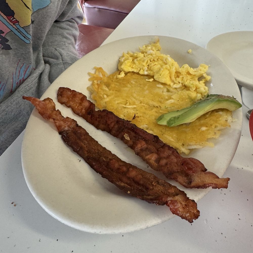 Eddie's Cafe - Scrambled eggs and bacon with side of avocado - Breakfast & Brunch Near Me - San Francisco, California