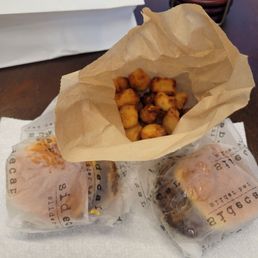 Small order of cheese curds, fried chicken slider, 2:00 a.m. slider. Small order of cheese curds, fried chicken slider, 2:00 a.m. slider.