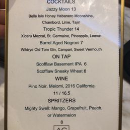 the cocktail menu for ac lounge special cocktails