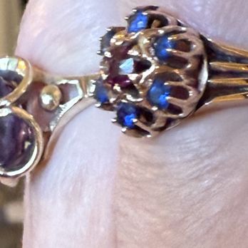 Worthmore Jewelers - Ruby and sapphire 14k ring with prongs repaired and sapphires added. - Jewelry Near Me - Decatur, Georgia Worthmore Jewelers - Ruby and sapphire 14k ring with prongs repaired and sapphires added. - Jewelry Near Me - Decatur, Georgia