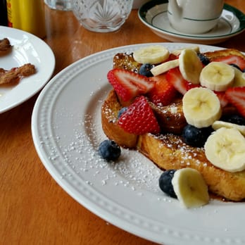 The Black Cat Cafe - Signature french toast with a side of bacon. - Breakfast & Brunch Near Me - Devon, Pennsylvania
