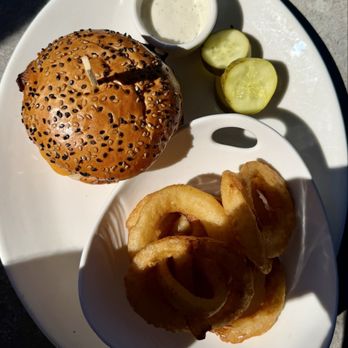 Yard House - BBQ Bacon Cheese Burger with Onion Rings - American Near Me - Sparks, Nevada