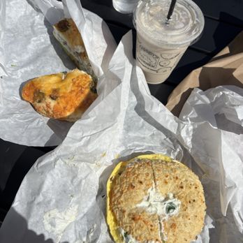 Cassidys Corner Cafe - Joe's Special , Desi Jalapeno Cheese Bagel , Regular Iced Blended Drinks(caramel) - Bagels Near Me - Eastvale, California