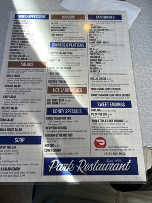 Menu photo 1 Park Restaurant Lincoln Park, MI Menu photo 1 Park Restaurant Lincoln Park, MI