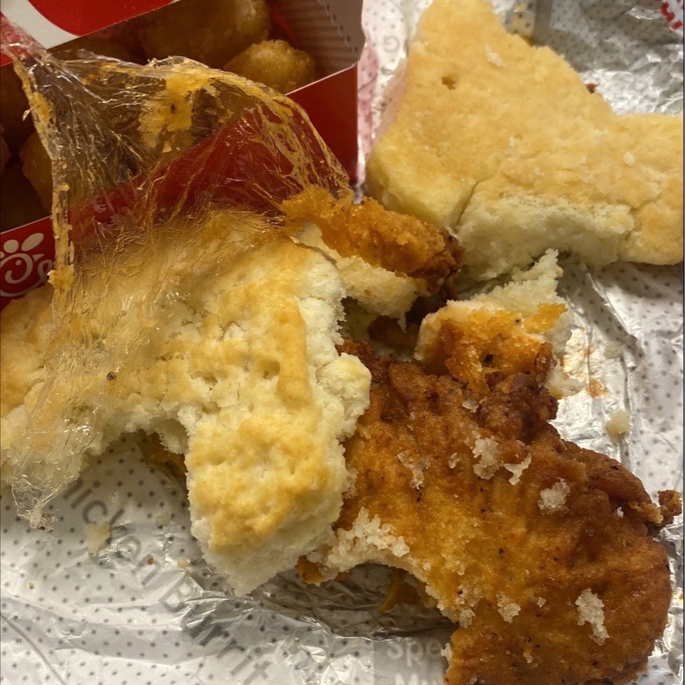 Chick-fil-A - They must be testing out a new menu item. Deep fried plastic. Adds a nice crunch - Fast Food Near Me - Dallas, Texas Chick-fil-A - They must be testing out a new menu item. Deep fried plastic. Adds a nice crunch - Fast Food Near Me - Dallas, Texas
