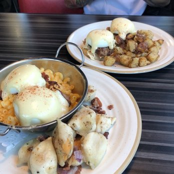 Bennys Breakfast Bar - mac n cheese Benny w/ perogies, pulled pork benny - Breakfast & Brunch Near Me - Calgary, Alberta