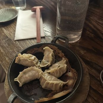 Kin Ramen - gyoza with crispy bottom connecting all of them + generous water - Ramen Near Me - New York, New York Kin Ramen - gyoza with crispy bottom connecting all of them + generous water - Ramen Near Me - New York, New York