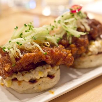 Danji - Spicy Fried Chicken Sliders - Korean Near Me - New York, New York Danji - Spicy Fried Chicken Sliders - Korean Near Me - New York, New York